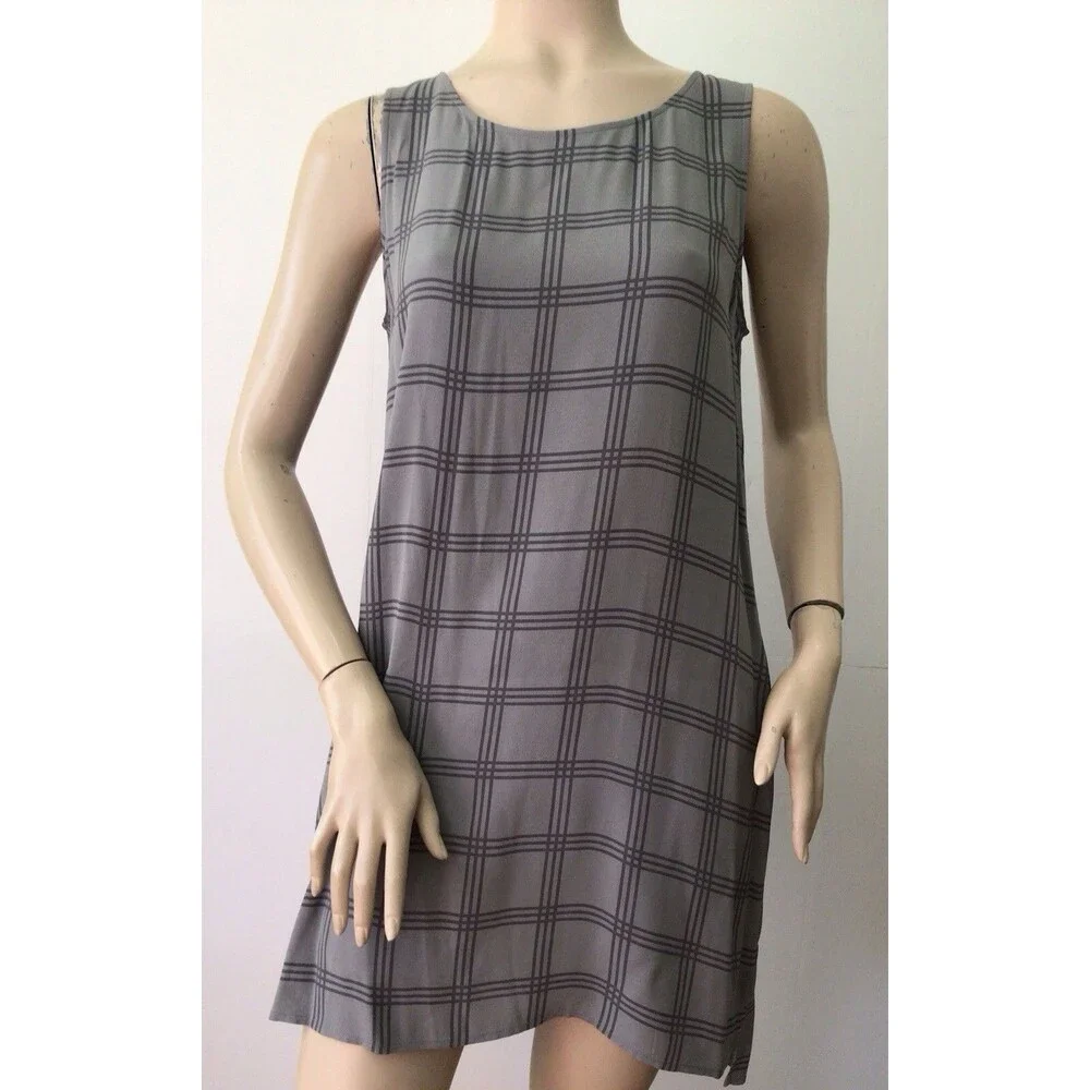 EILEEN FISHER (Size S) 100% Silk Sleeveless Shift Dress, Gray